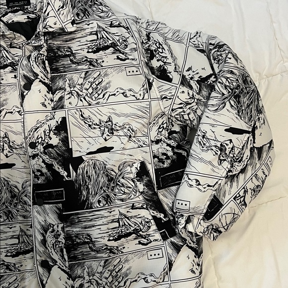 NWOT Zara Monochrome Comic Strip Graphic Puff Style Jacket - Picture 4 of 8